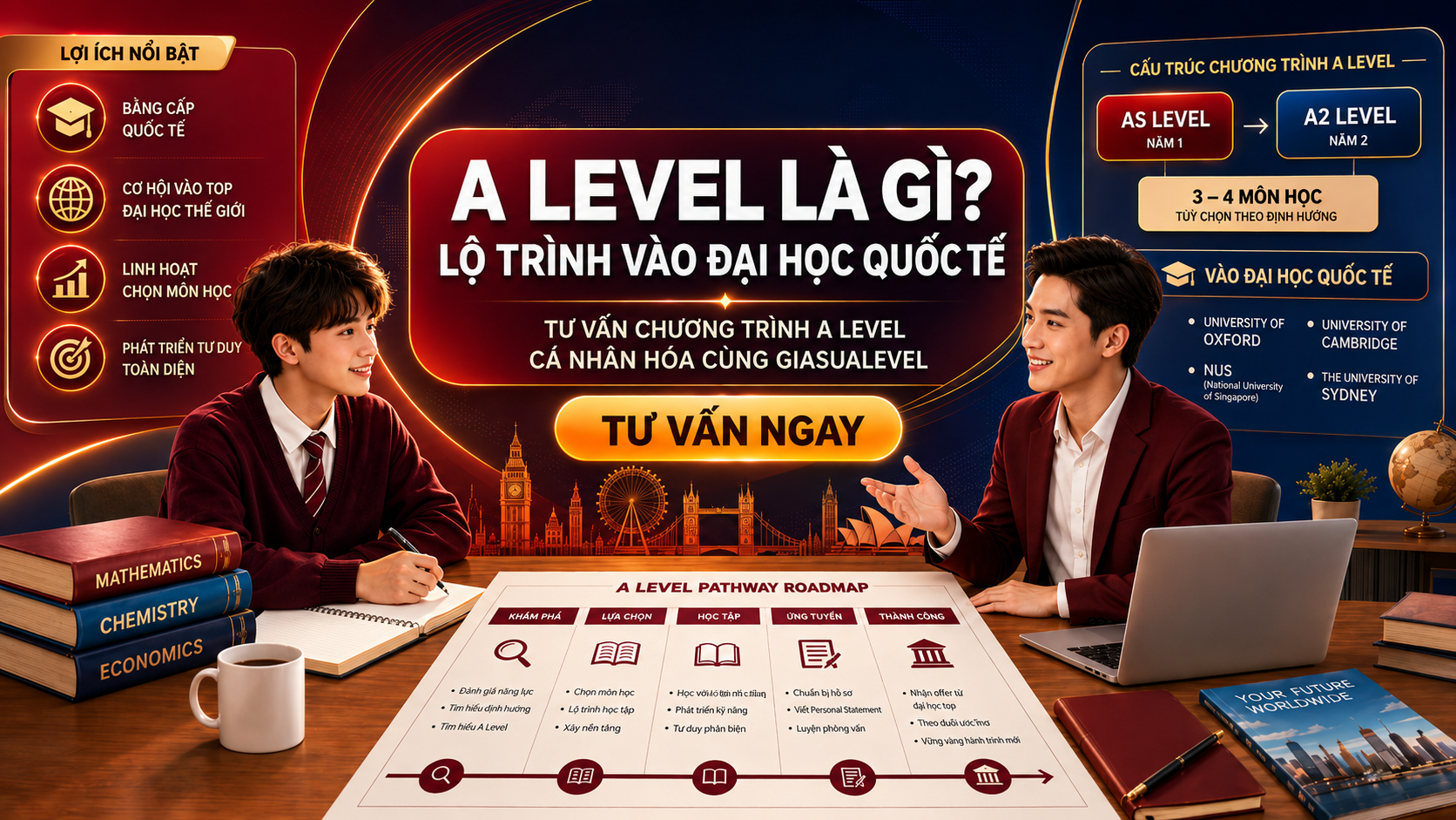 A Level là gì và vì sao chứng chỉ này được nhiều phụ huynh Việt Nam lựa chọn cho con theo học tại các trường quốc tế? A Level là chương trình học thuật chuyên sâu theo hệ giáo dục Anh, giúp học sinh xây dựng nền tảng vững chắc để xét tuyển vào các đại học hàng đầu thế giới. Trong bài viết này, GIASUALEVEL sẽ giúp phụ huynh và học sinh hiểu rõ giá trị của chứng chỉ A Level, cấu trúc chương trình, đối tượng phù hợp và lộ trình học tối ưu cho học sinh Việt Nam.